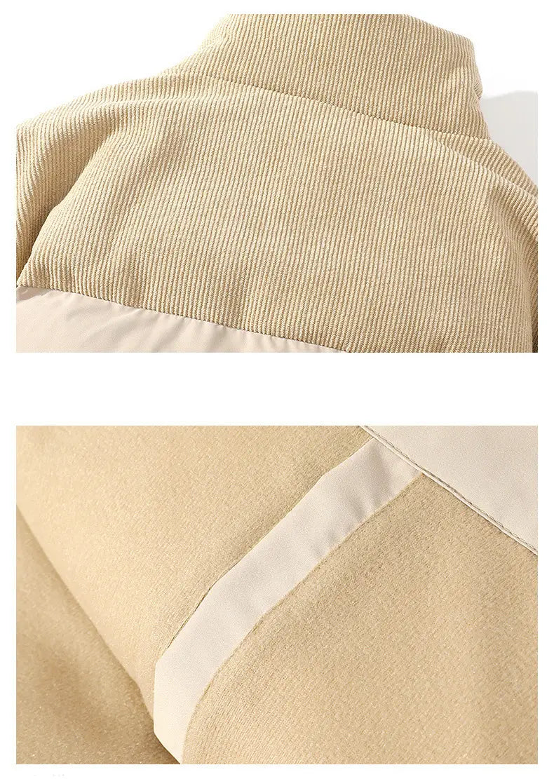 Winter Stand Collar Contrast-colored Coat Cotton Padded Jacket For Men Women Clothing
