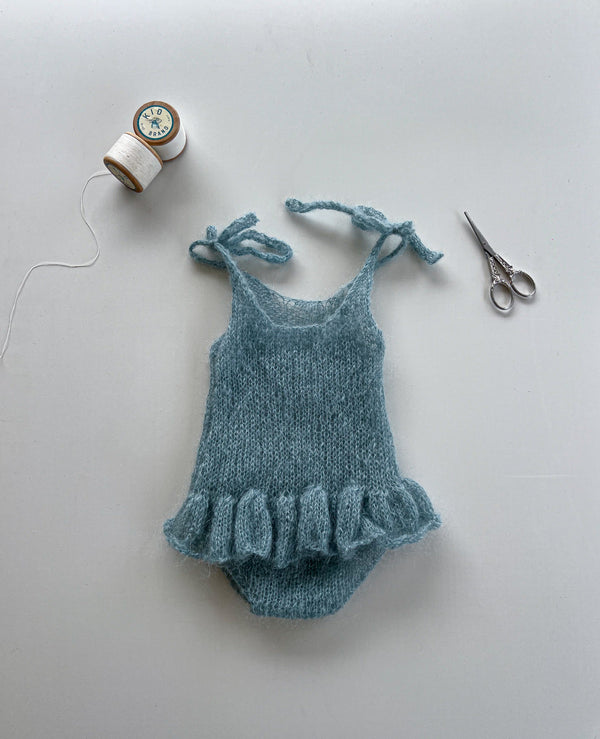 Blue Mohair heirloom romper (newborn)