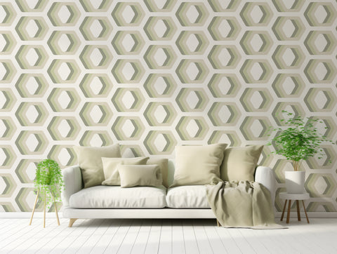 Uri - Retro Curved 3D Hexagons Wallpaper