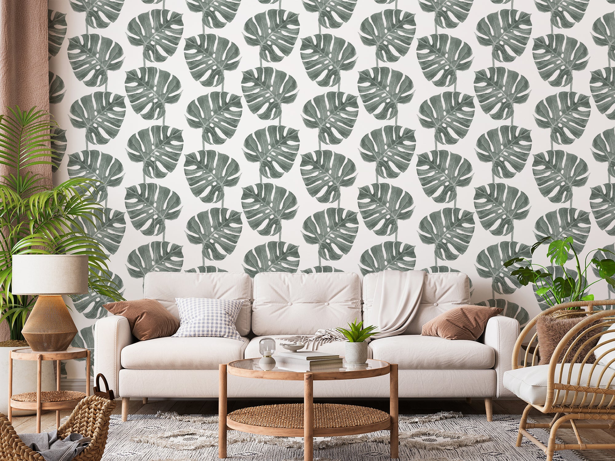 Neutral Monstera Leaf Wallpaper | Peel & Paper