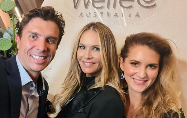 Dr Simone's husband Dirk with Elle Macpherson and Simone Laubscher, PhD