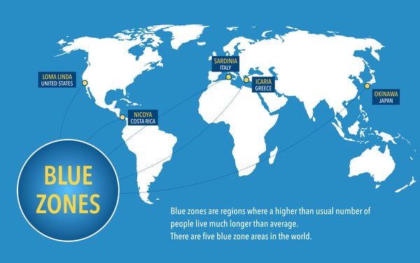 The Blue Zones All Five On A Map