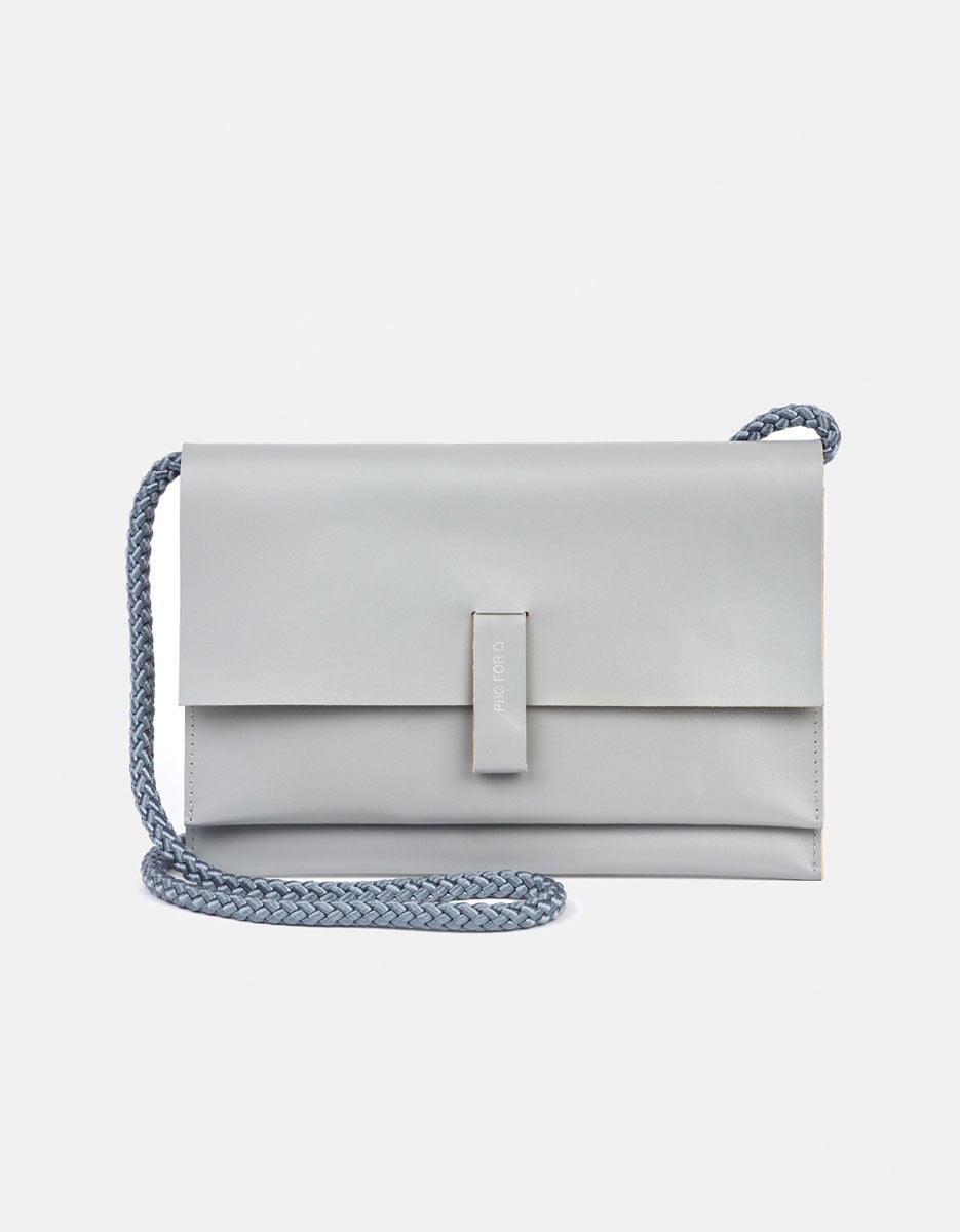 light gray purse