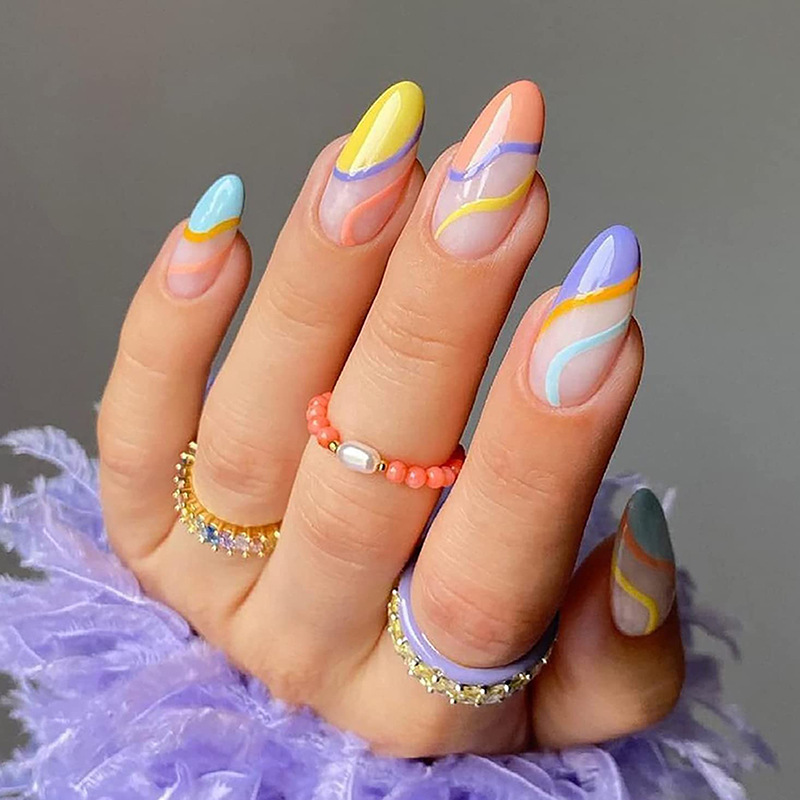 Rainbow French Almond Nails – BC OF LOVE Beauty