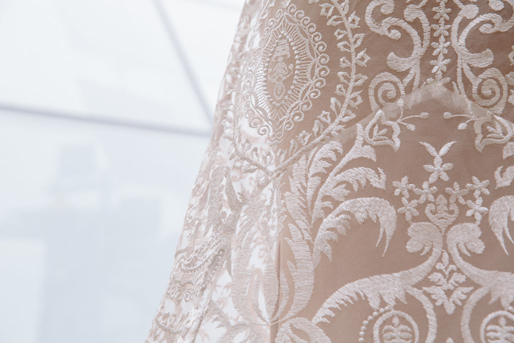 Elle Gown | Back Lace Detail of Embroidered Wedding Dress