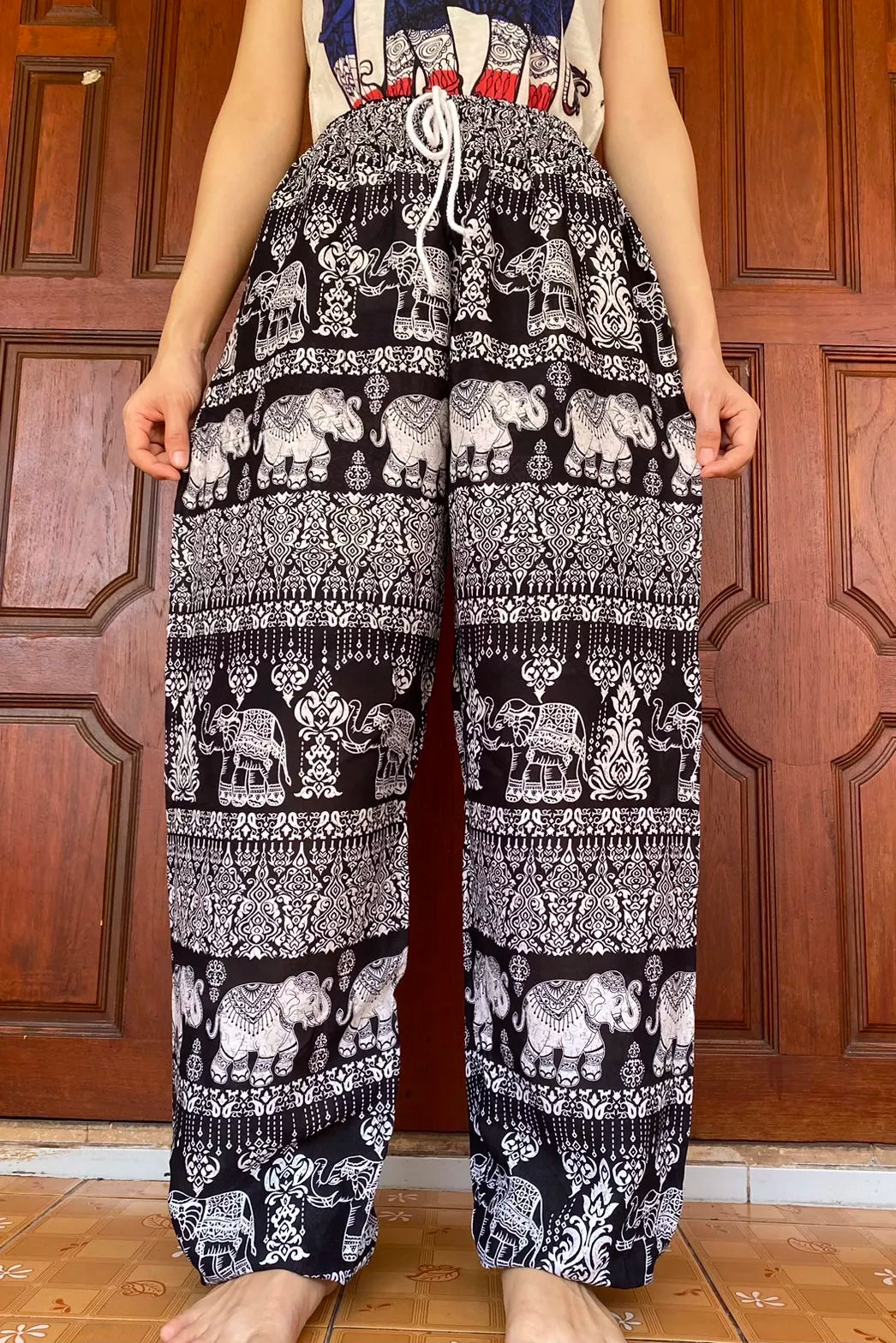 Bohotusk Womens Blue Elephant Tusker Print Harem Pants Tie - Etsy