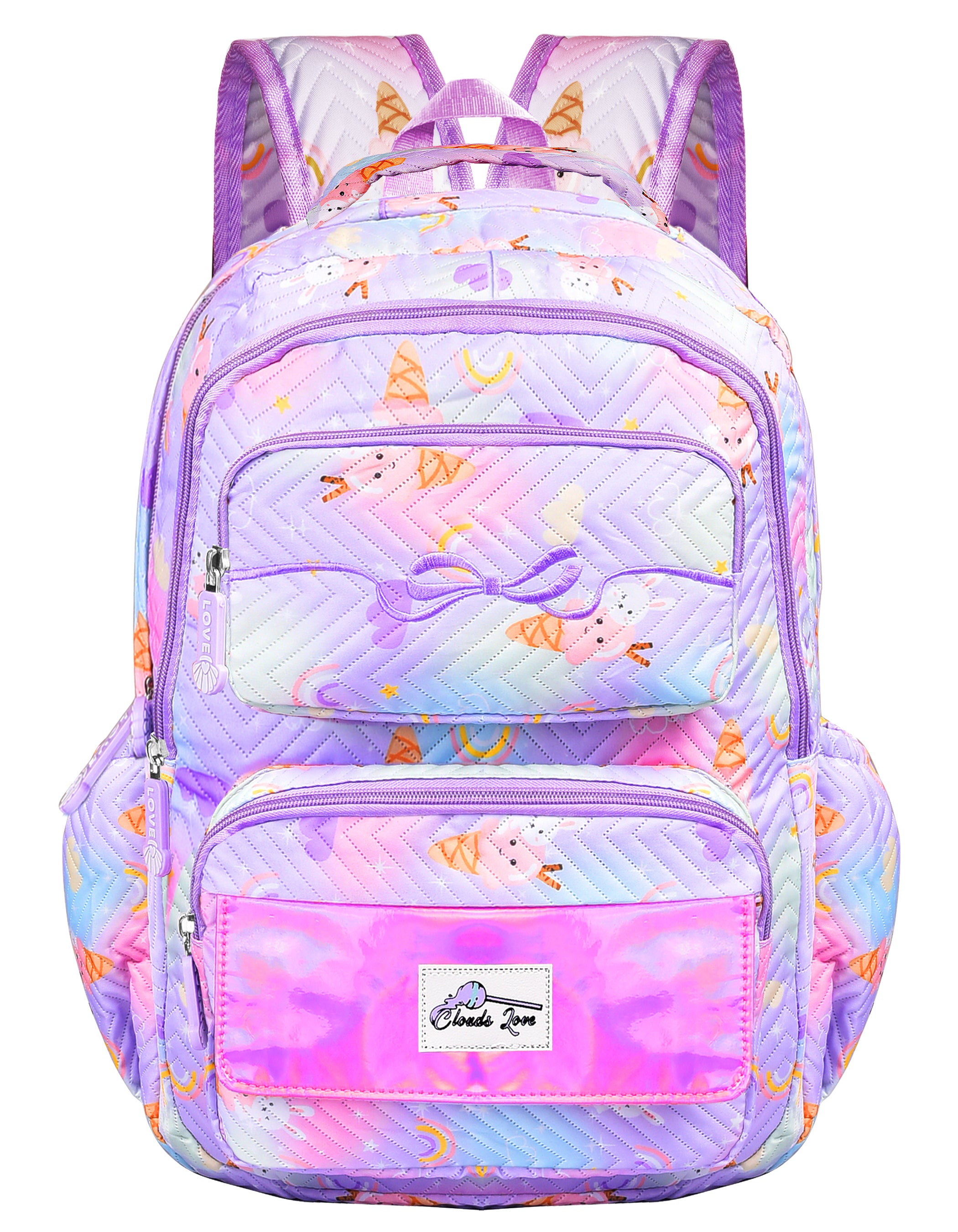 Clouds Love School Bag Purple