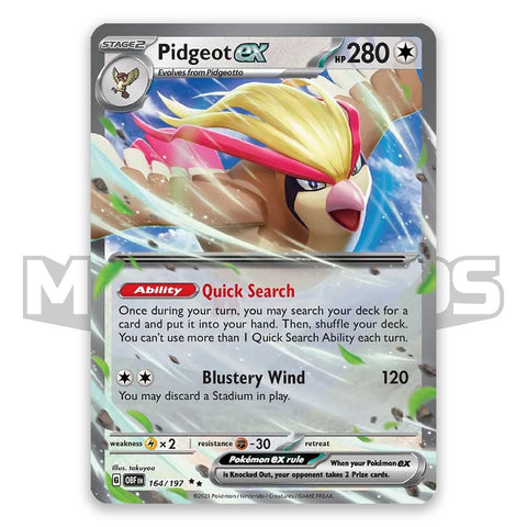 Pidgeot ex double rare 164/197 obsidian flames