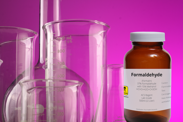Bottle of formaldehyde with other chemicals