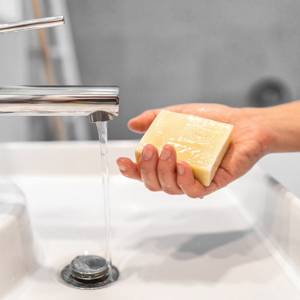 washing your hands with vegan handmade soap