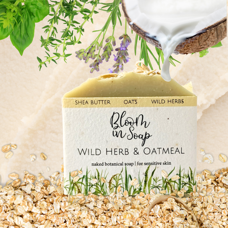 Oatmeal soap with coconut milk, oats and herbs