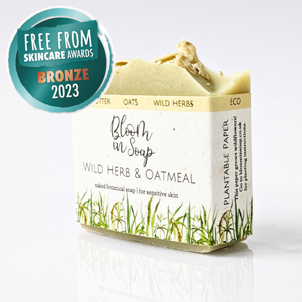 Bronze award winning Wild Herb & Oatmeal soap from Bloom In Soap