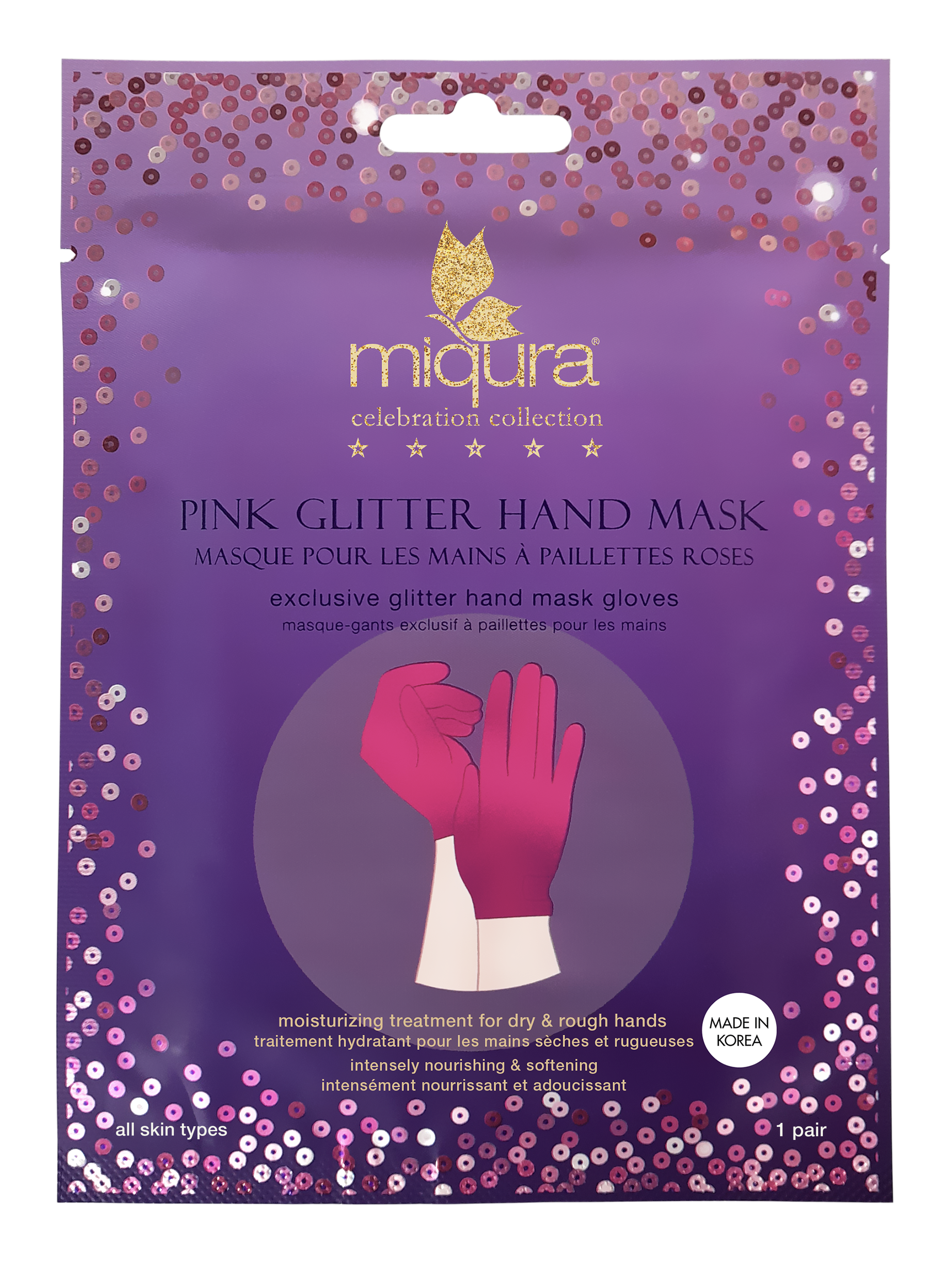 Se Pink Glitter Hand Mask hos Miqura