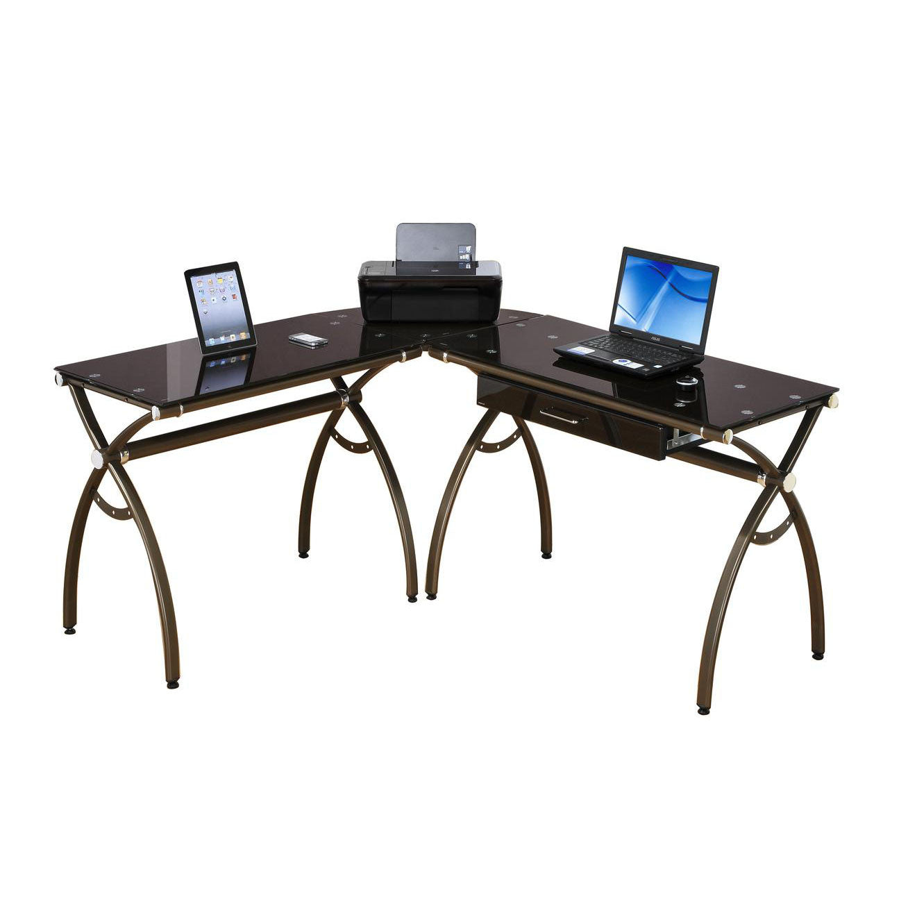 Techni Mobili L Shaped Computer Desk Chocolate Sitting Killz