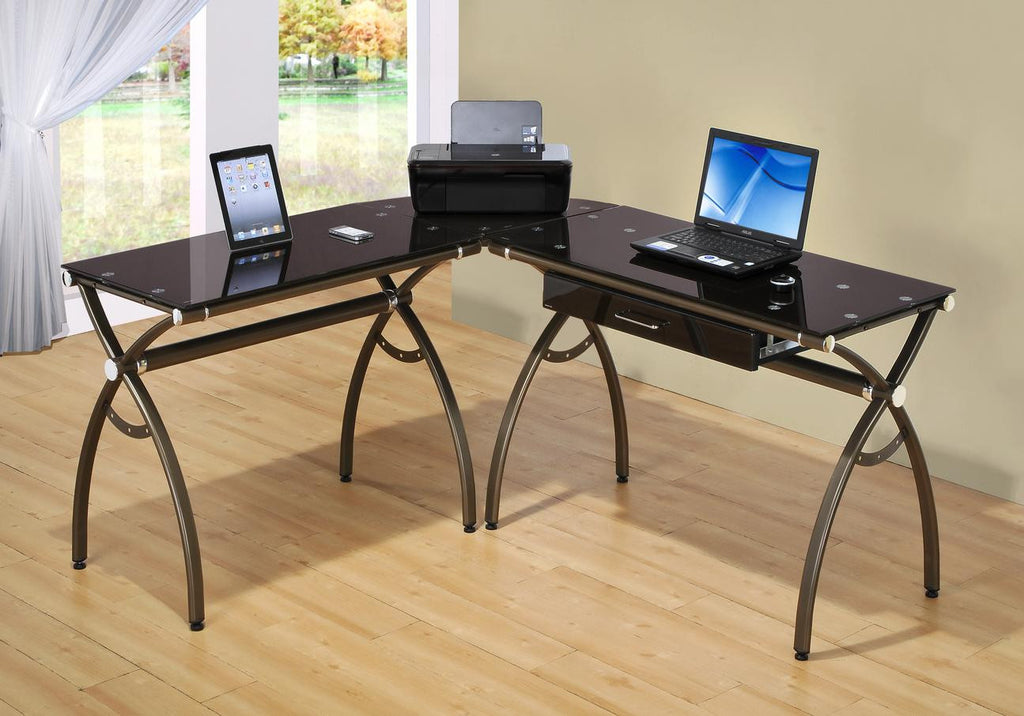 Techni Mobili L Shaped Computer Desk Chocolate Sitting Killz