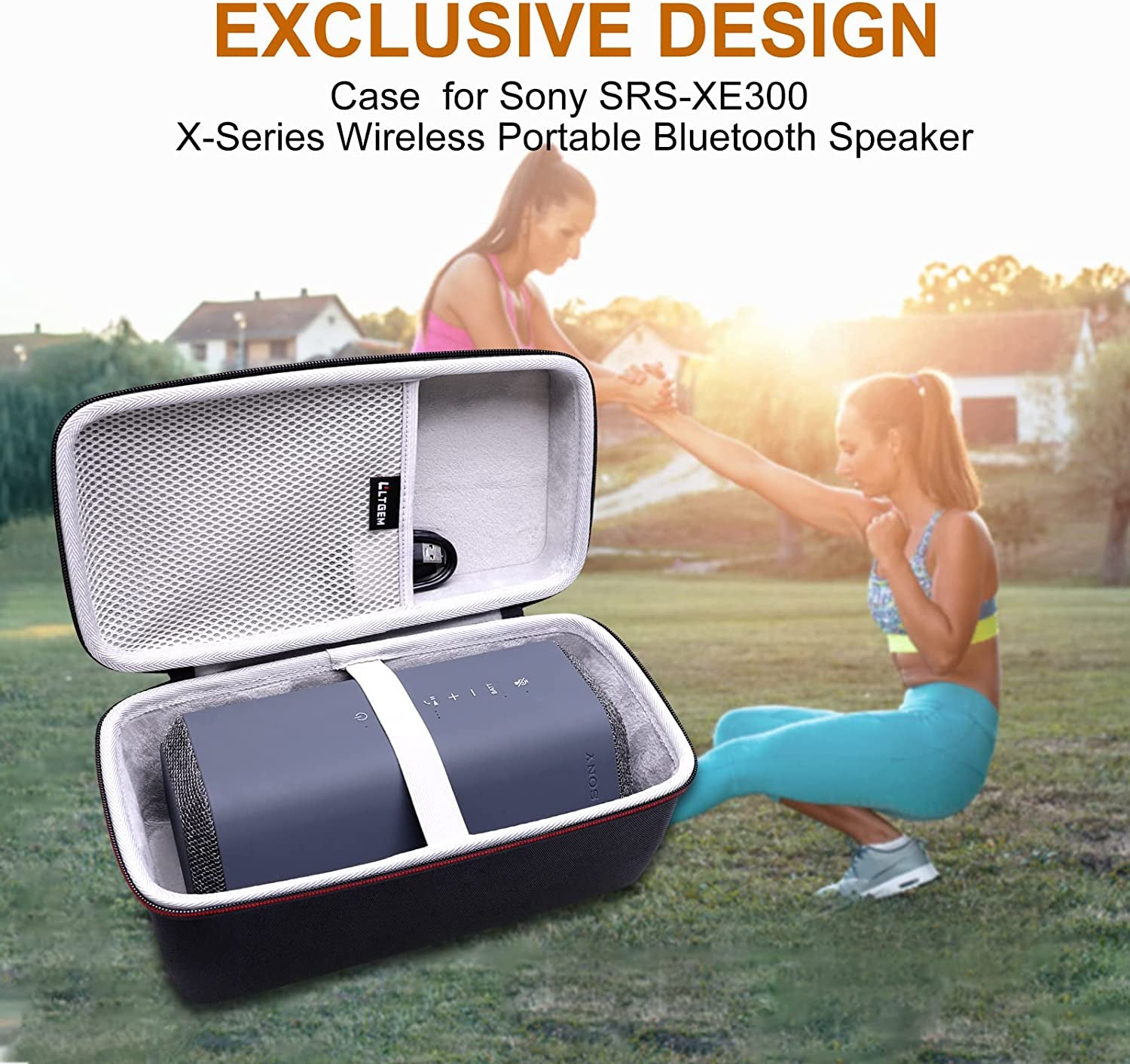 LTGEM EVA Hard Case for Sony SRS-XE300 X-Series Wireless Portable Bluetooth Speaker - Travel Protective Carrying Storage Bag