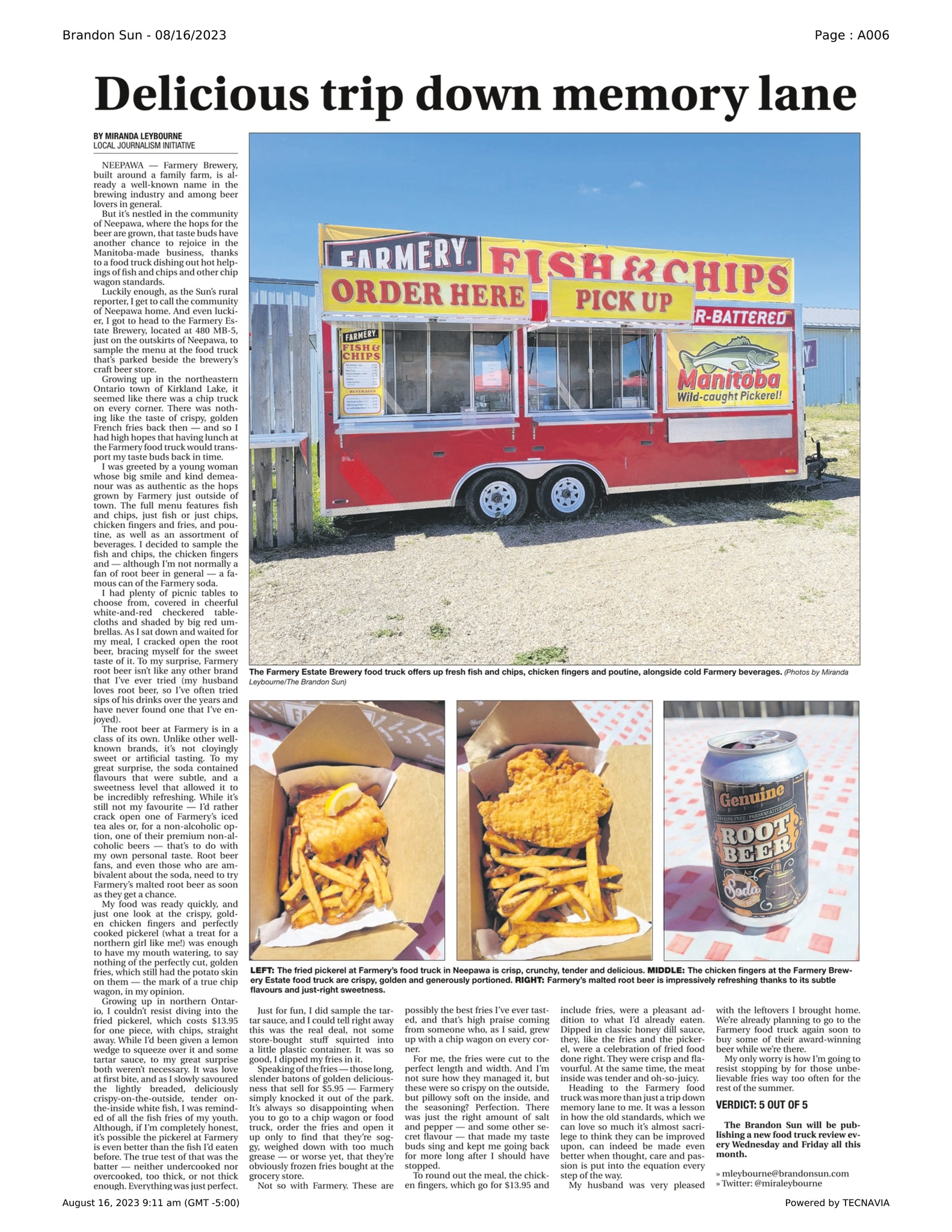 Brandon sun 5-star review of farmery food truck
