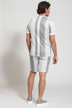 
                  
                    Load image into Gallery viewer, Light Grey Monaco Stripe Slim Fit T-shirt - Prévu Studio
                  
                