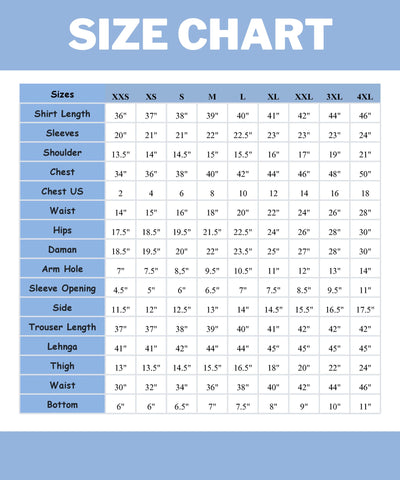 Size Chart – Rung E Bahar