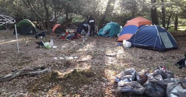 Litter left by wild campers photo New Forest Park Authority