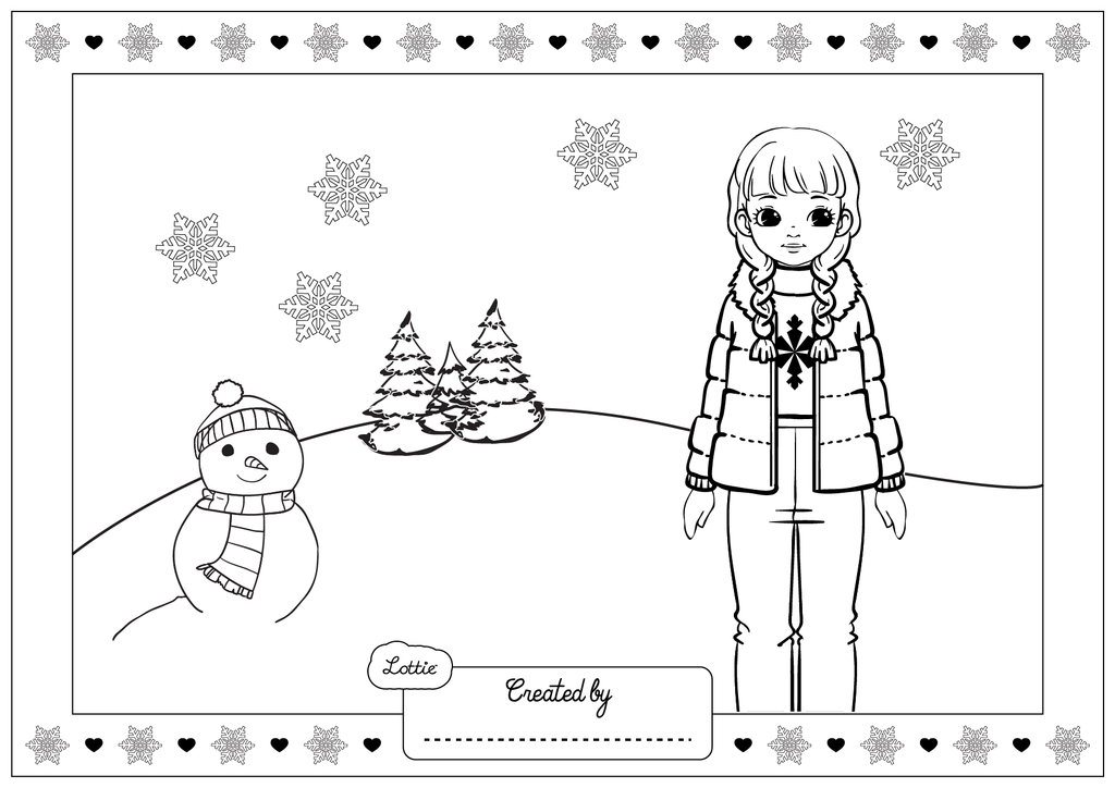 Colouring Page | Snow Day | Lottie Doll
