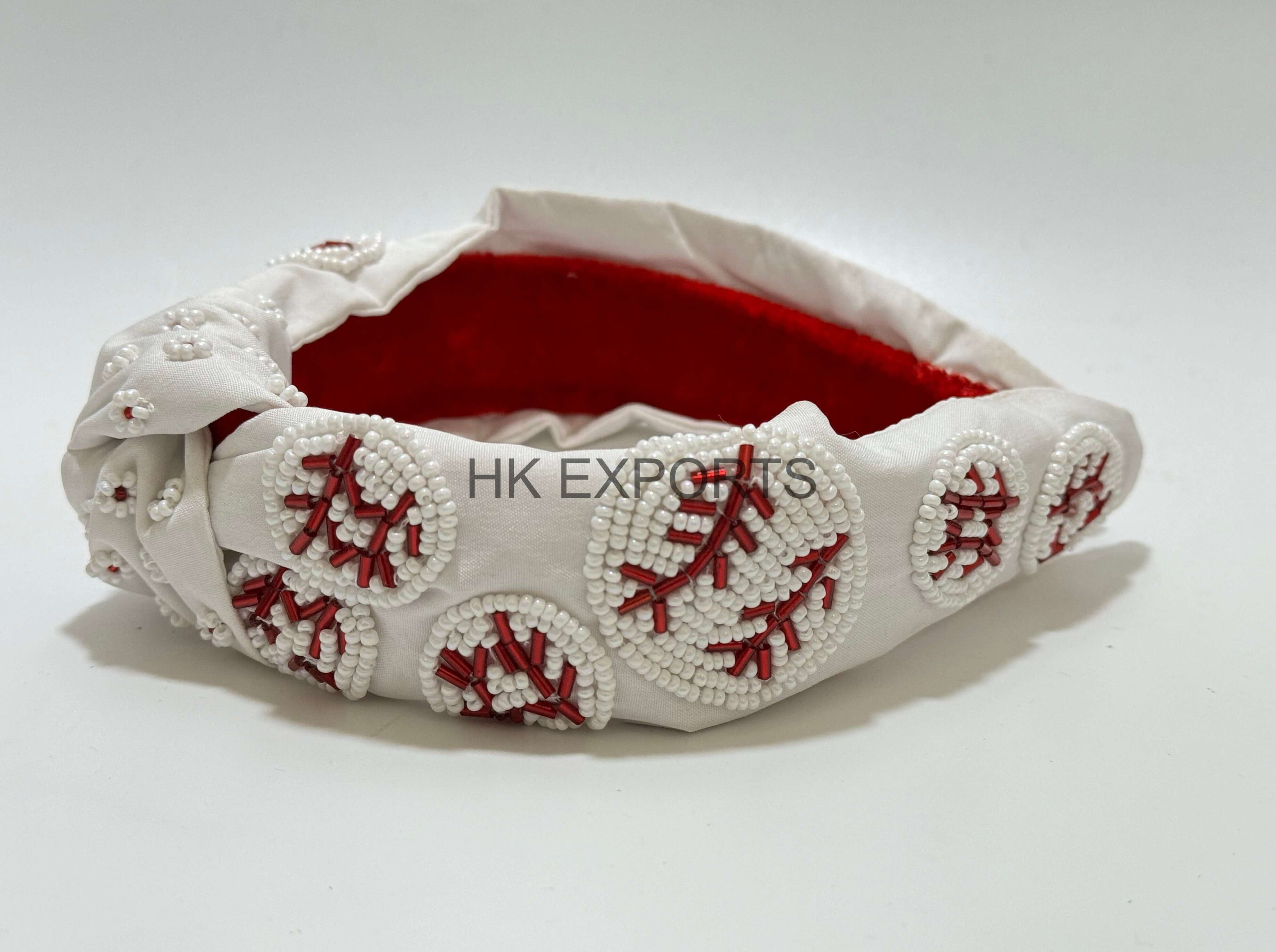 Top Knot Beaded Baseball Gameday Headband