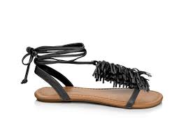 Rayna: Fringe Strap Sandal in Black