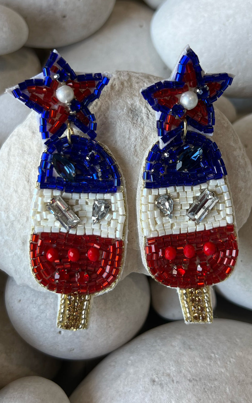 Earring: USA Beaded Popsicle Earrings