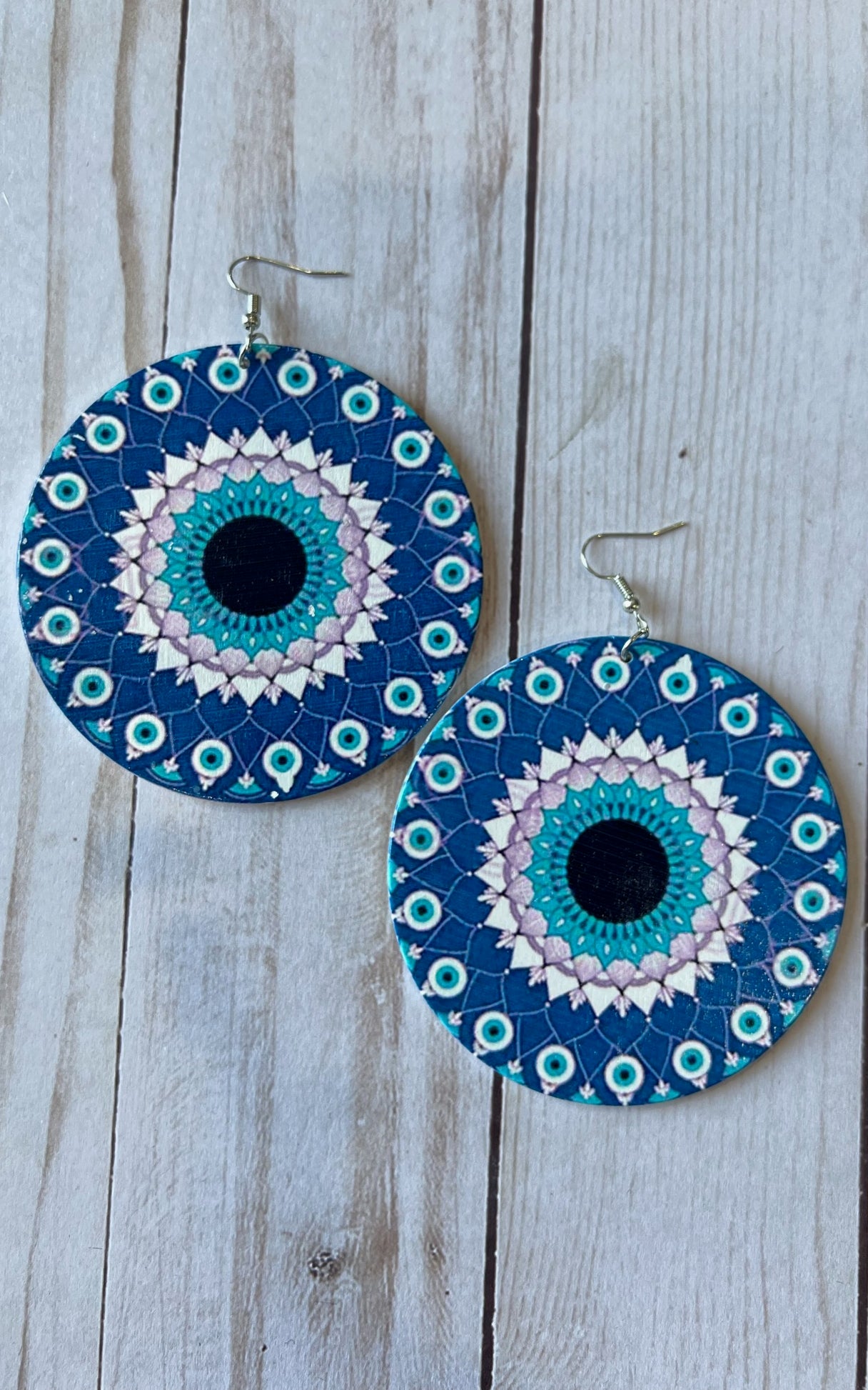 Dee: Oversized Mandala Evil Eye Earrings