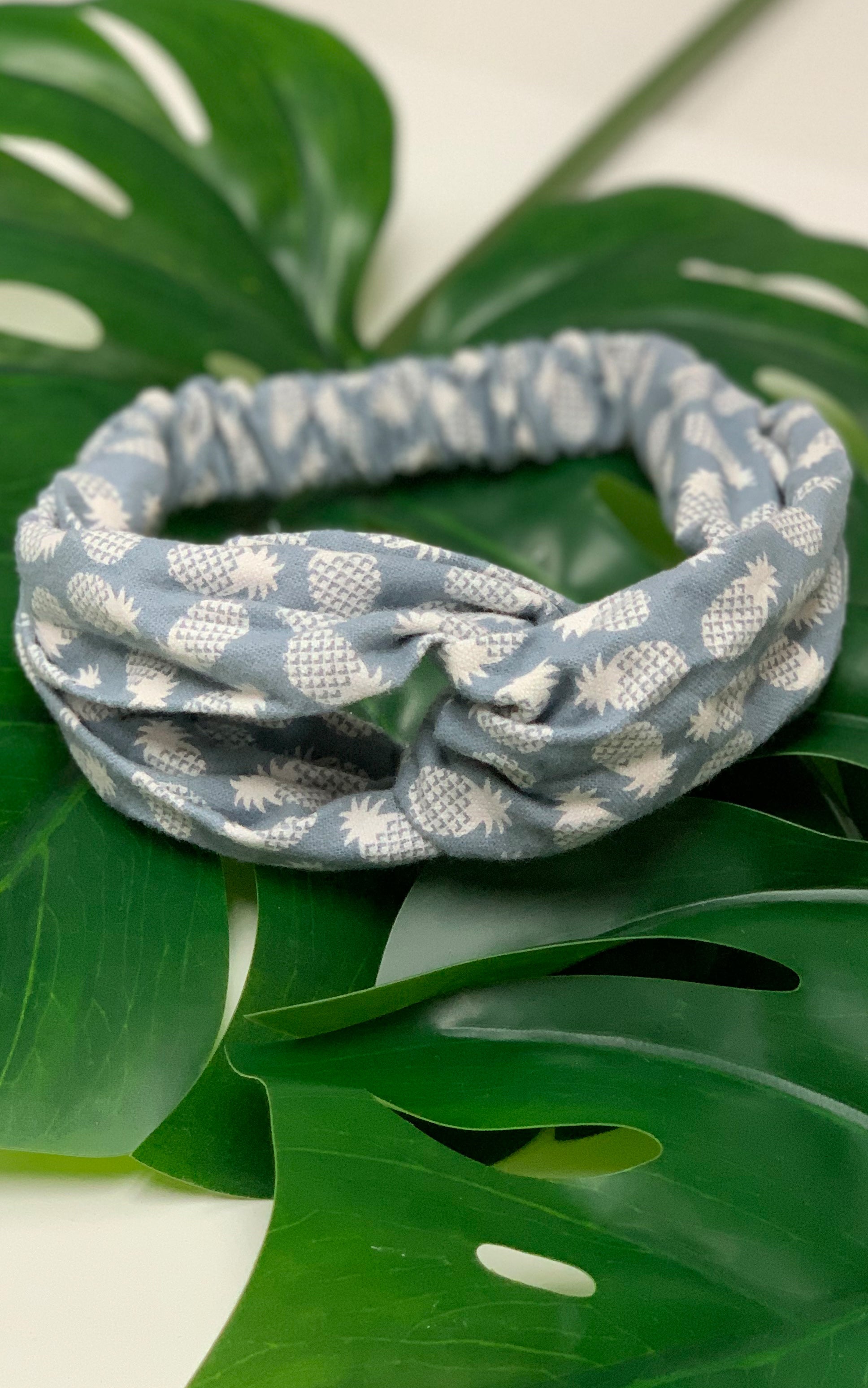 Blue/Grey Pineapple Print Headband