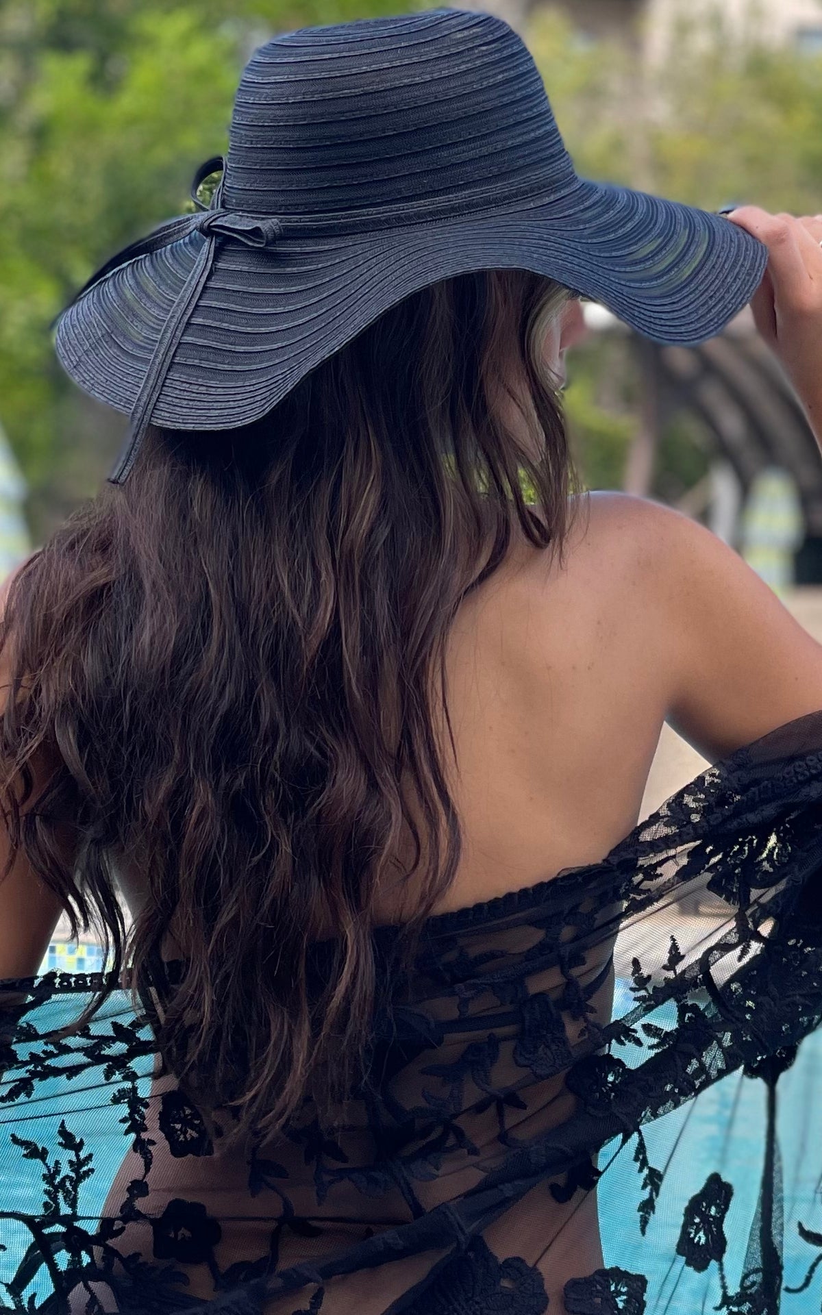 Hat: Sheer Black Floppy Hat