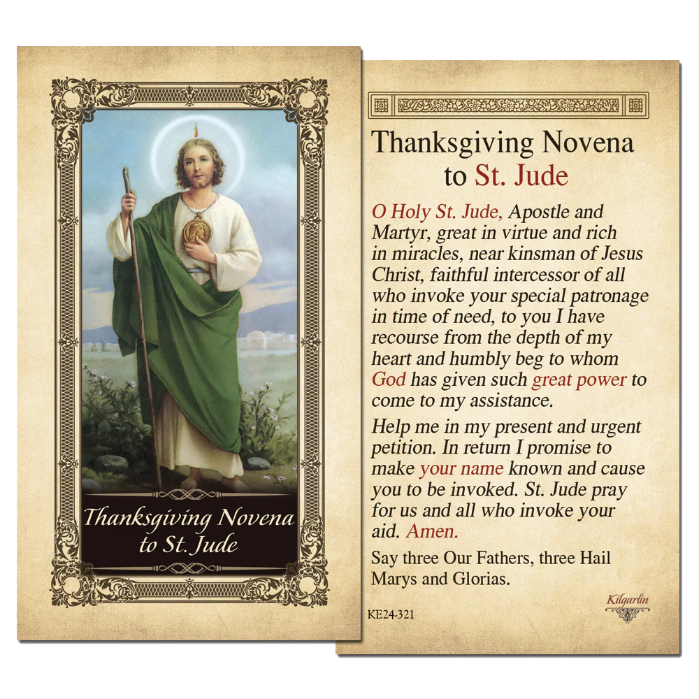 Thanksgiving Novena To St Jude Kilgarlin Laminated Prayer Card