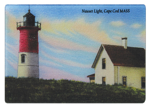 Nauset Light On Cape Cod As Colorful Glass Cutting Board - That Fabled Shore Home Decor