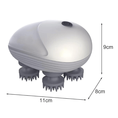 "Dimensions du masseur du cuir chevelu : 11 cm de longueur, 9 cm de largeur et 8 cm de hauteur."