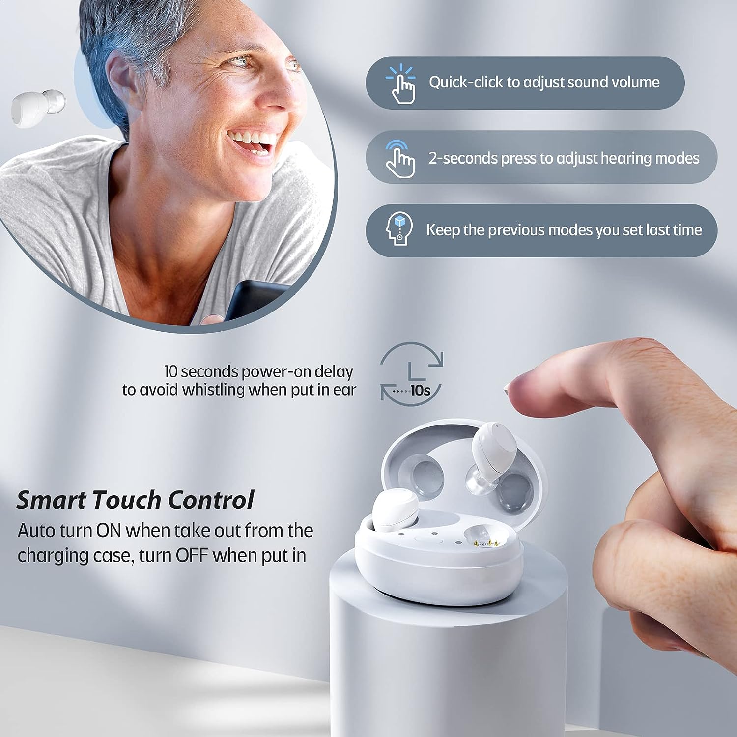 ibstone k22 hearing aids-smart touch control