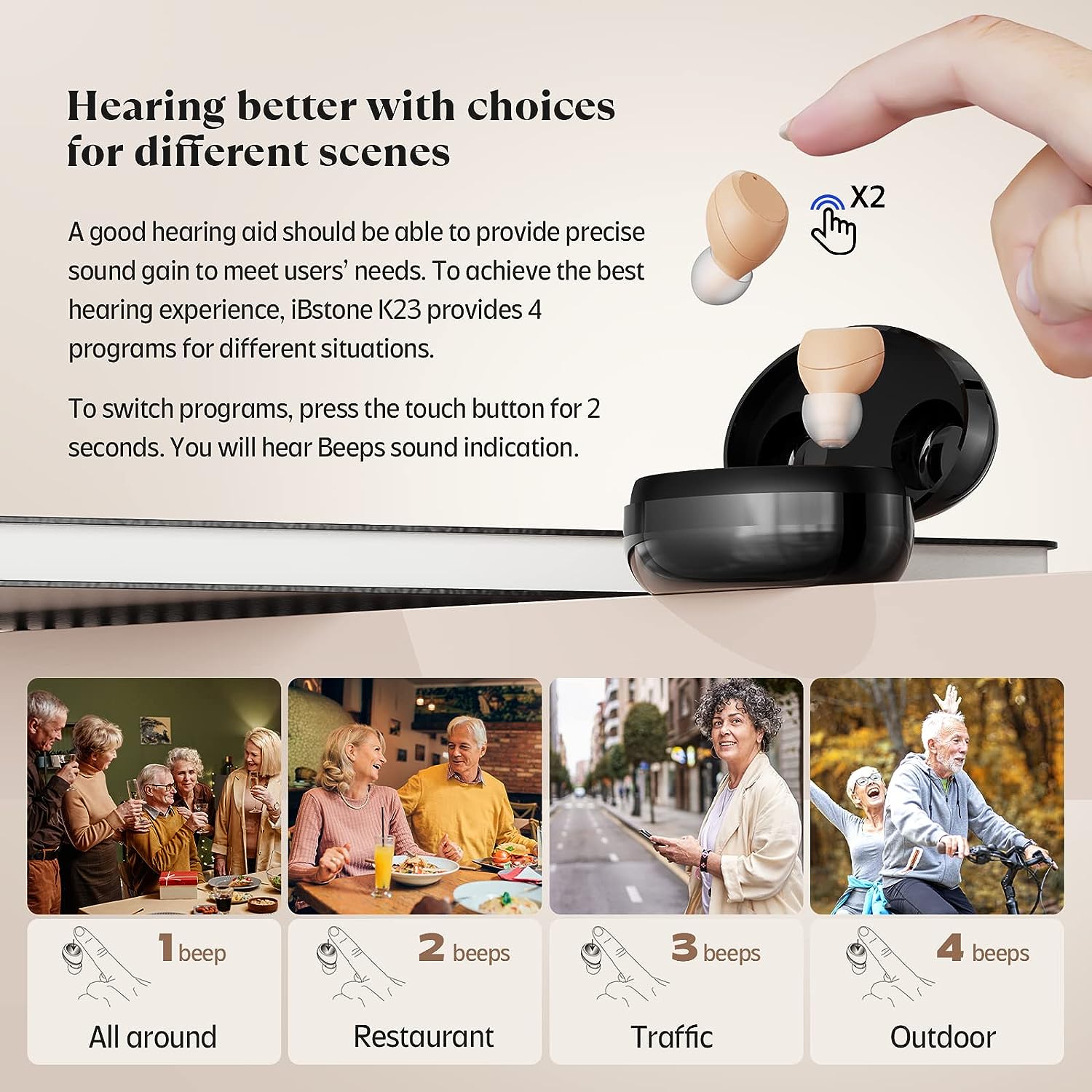 ibstone k23 hearing aids-4 professional modes