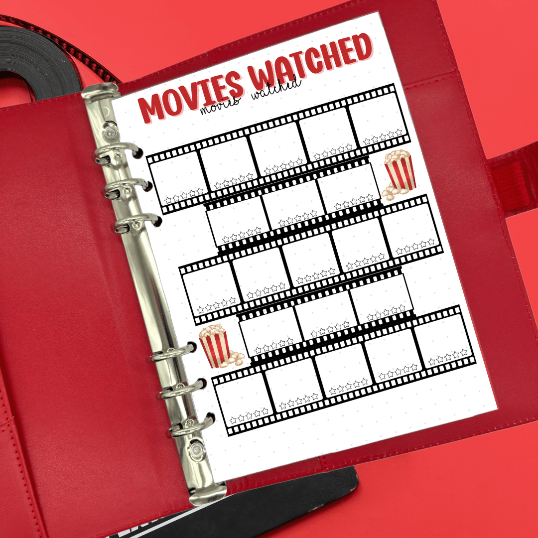 A5 movie tracker pages for your personalised bullet journal