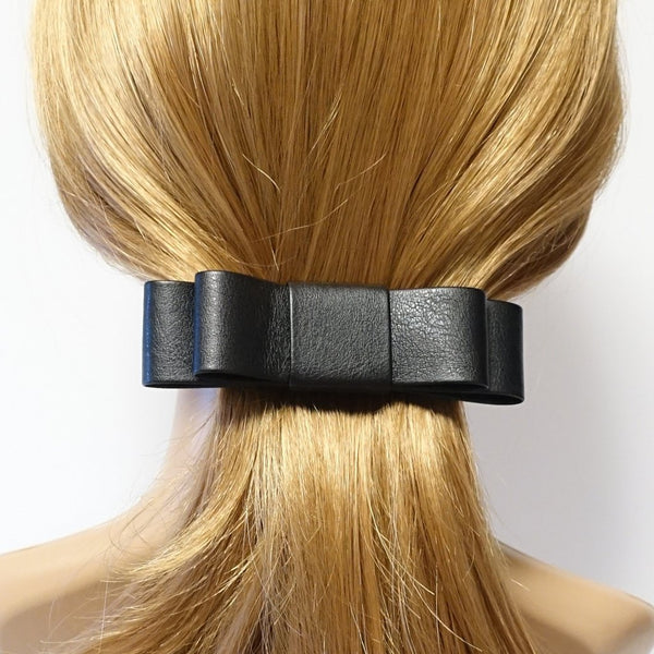 leather bow french barrette 