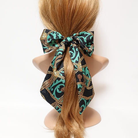 satin pattern lace tail hair bow 