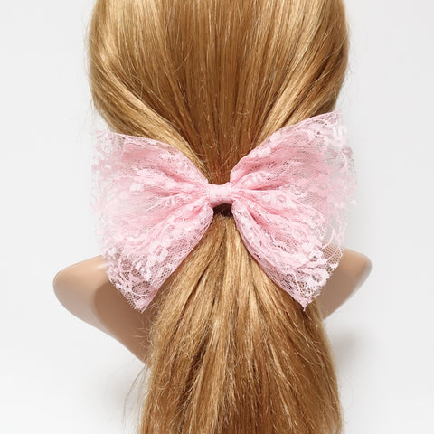floral lace layered hair bow 