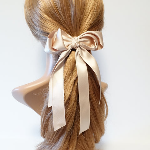 Satin long tail hair bow  barrette 