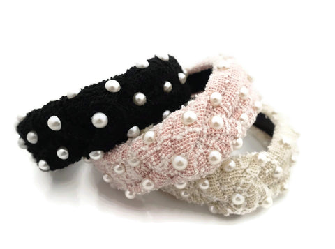 tweed pearl headband 