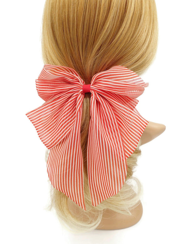 thick double layered tail hair bow chiffon hair barrette for women –