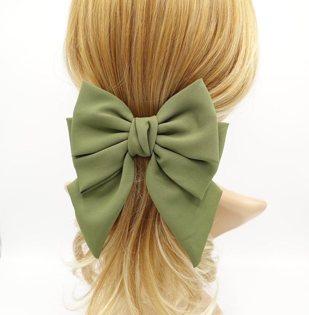 thick double layered tail hair bow chiffon hair barrette for women –