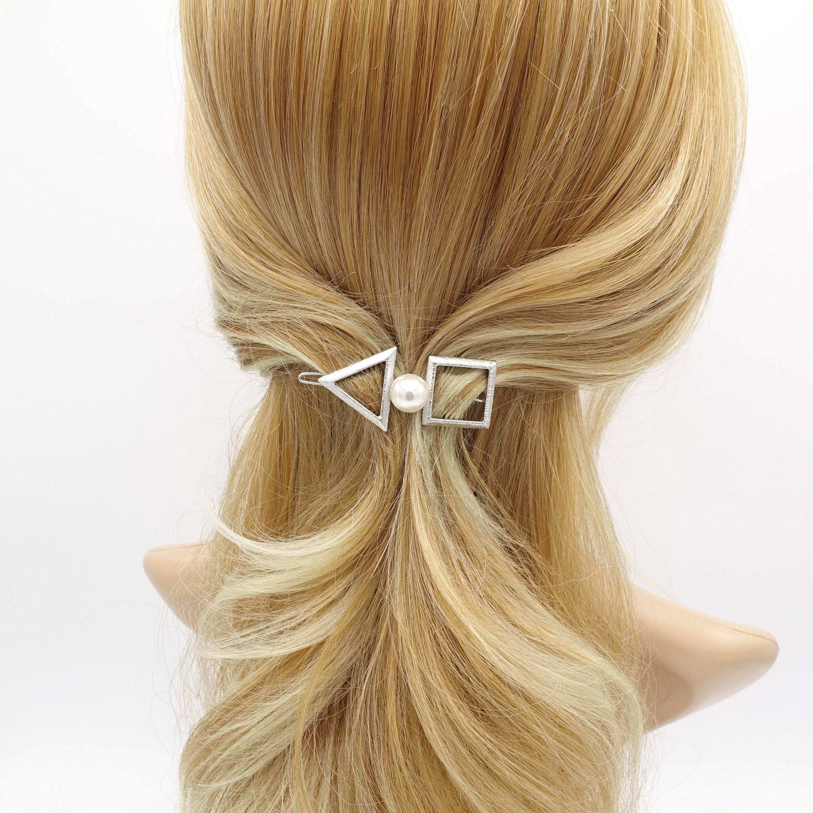 Pearl Square Gold Hair Clip