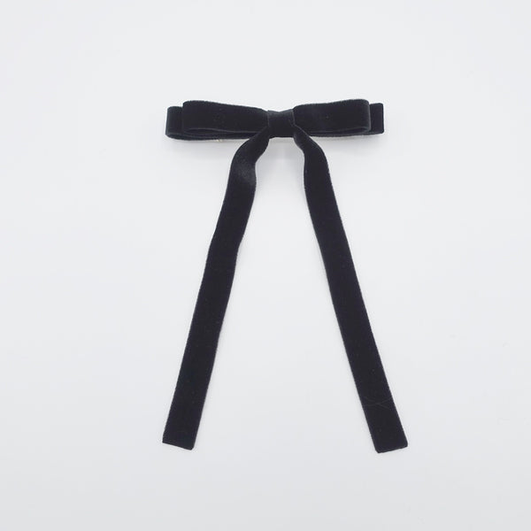 jfybrand Vintage Thin Velvet Ribbon Bow Hair Barrette Onyx / One Size