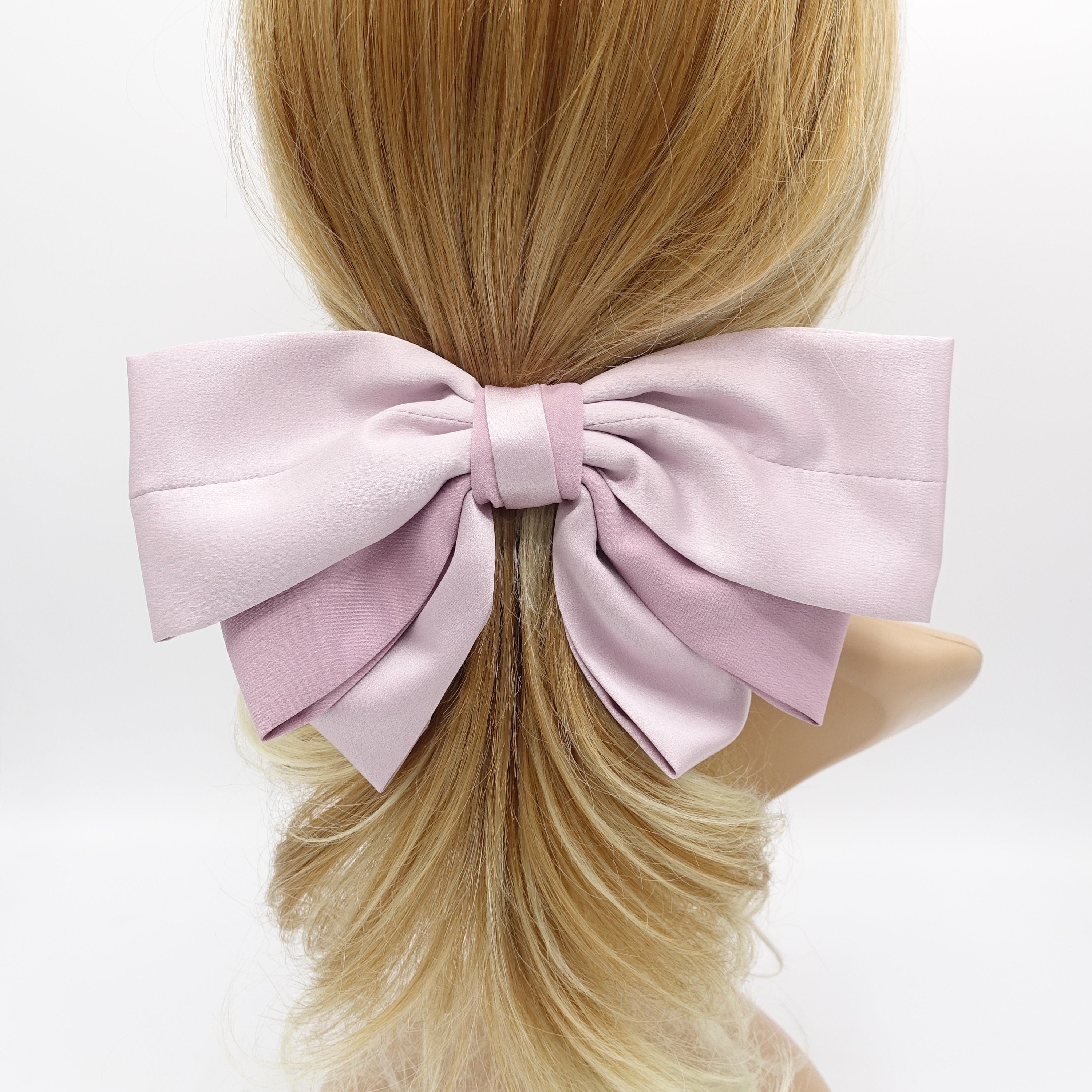 thick double layered tail hair bow chiffon hair barrette for women –