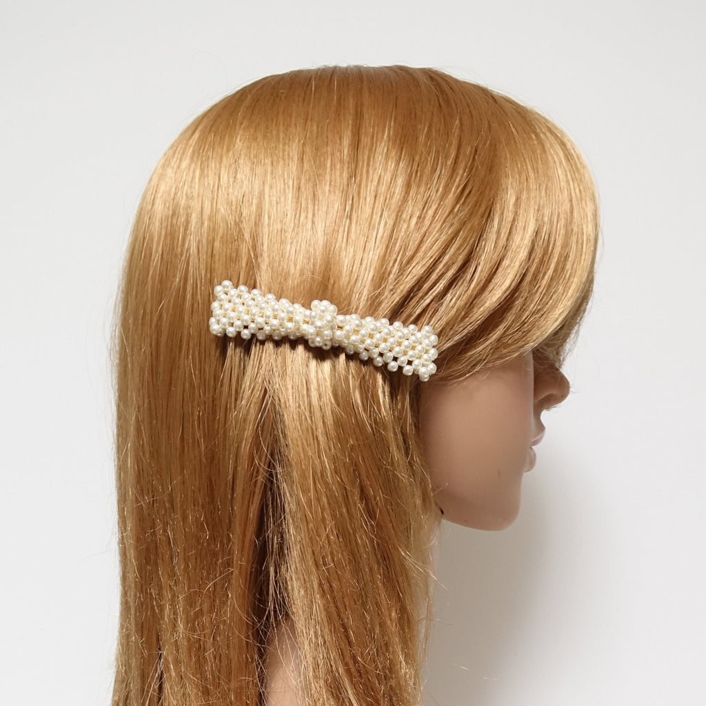 tiny pearl ball decorated hair clip bow circle flower pattern