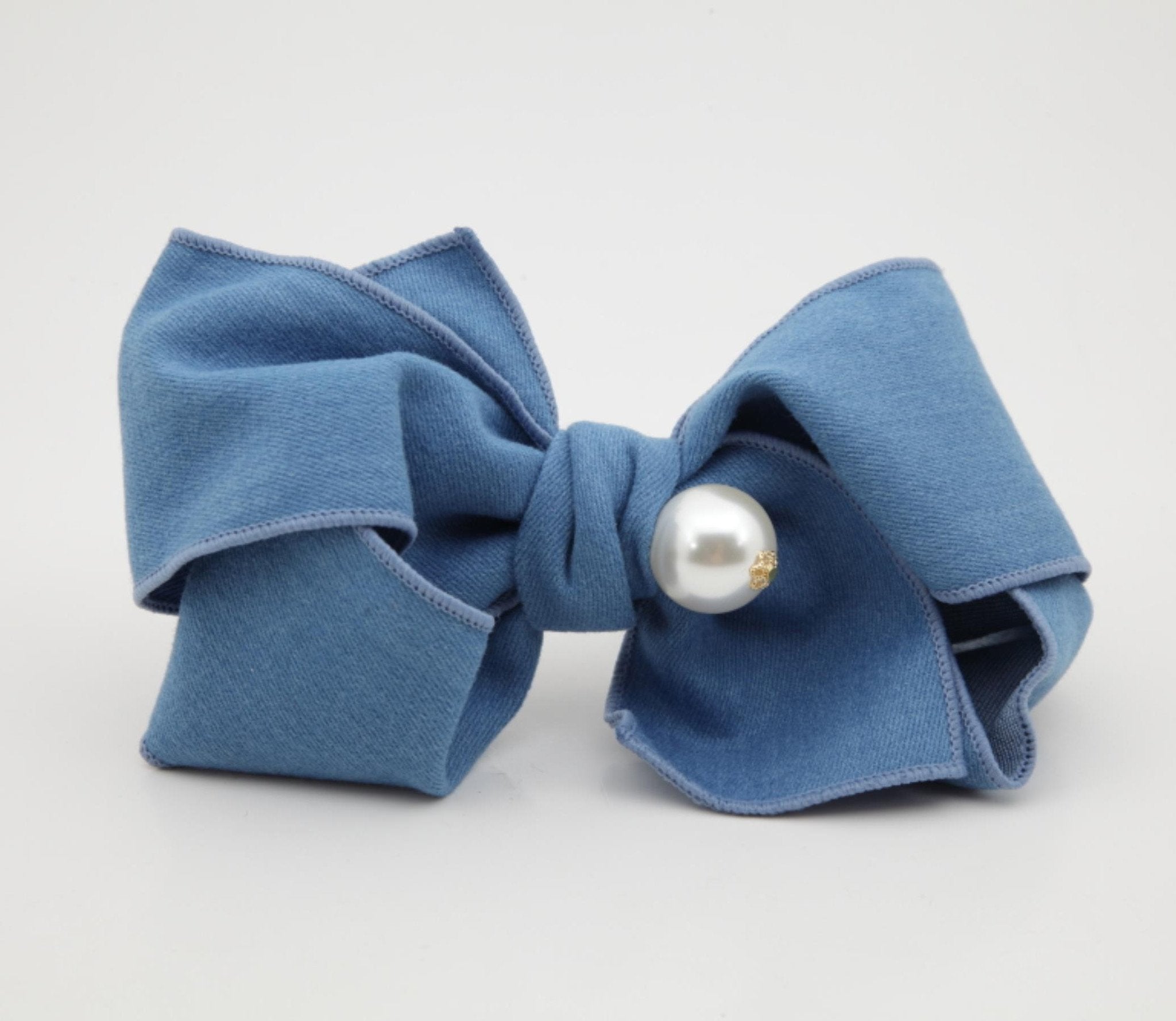 veryshine.com claw/banana/barrette Handmade Cotton Denim Bow Big Sleek ...