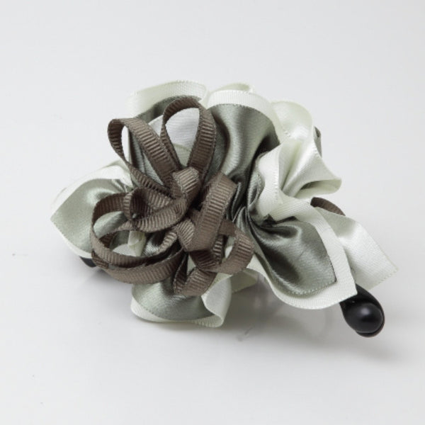 Satin Fabric Loop Flower Banana Hair Clip Bow Knot Decorated Women Hair Accessories